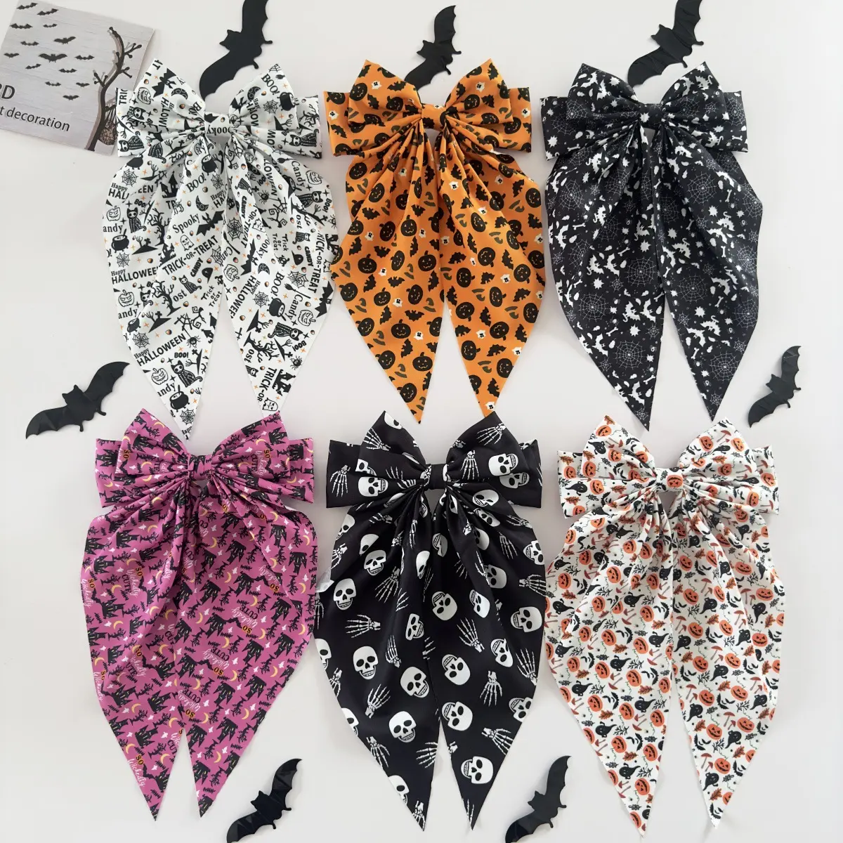 Girls' Halloween Hair Accessories - Bow-Shape Pumpkin Skull Ghost Spring Snap Clips, Spooky Fall Costume Hairpins for Party Dress-Up, Trick-or-Treat Events, Halloween Things