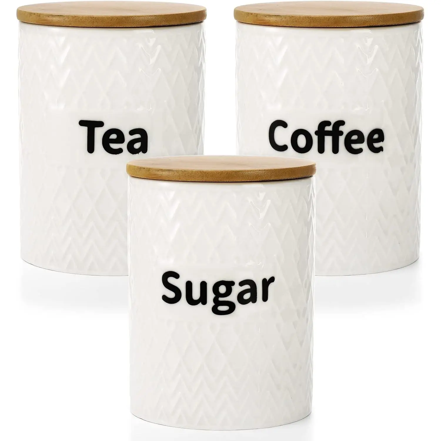 3 Pack Sturdy Porcelain Kitchen Canister Set, 29oz Airtight Lid Wide Mouth Storage Jars with Lids, Coffee Sugar Containers for Countertop Kitchen Decor, Airtight Lid Canister