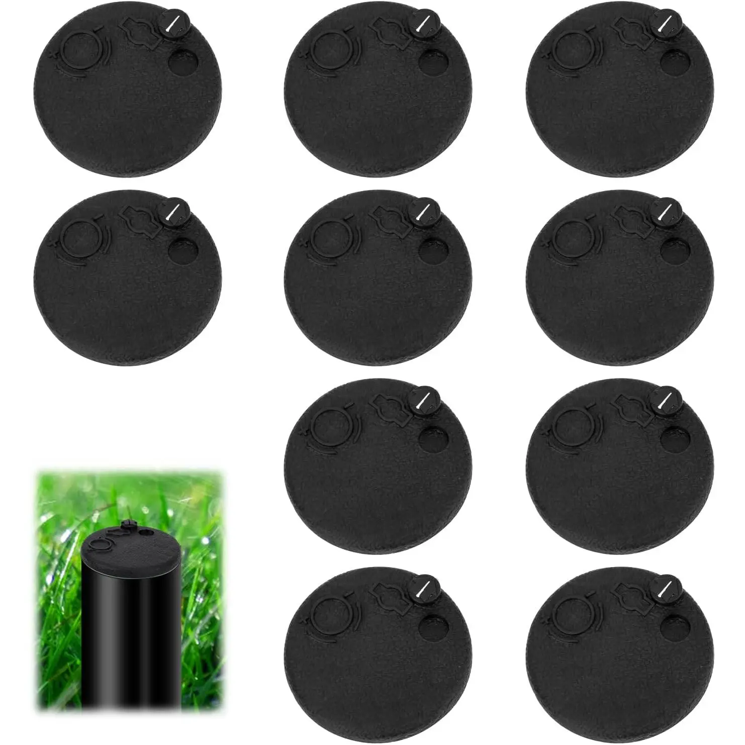 10-Count Press-On Sprinkler Caps (Black) - Bulk Pack for DIY Users, Hunter PGP Rotor Compatible Rubber Irrigation Covers, Outdoor Lawn Yard Garden Adjustment Tool, Sprinkler Cap, Protect Cover