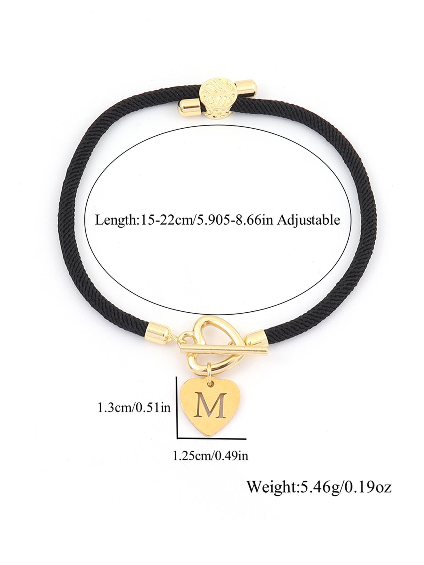 Heart & Letter Design Charm Bracelet, Adjustable Rope Bracelet for Women & Girls, Elegant All-match Fashion Jewelry for Daily Decor, Fashion Modern Accessories, Adjustable Slider Bracelets, Heart Shaped Bracelet, Pretty Bracelet