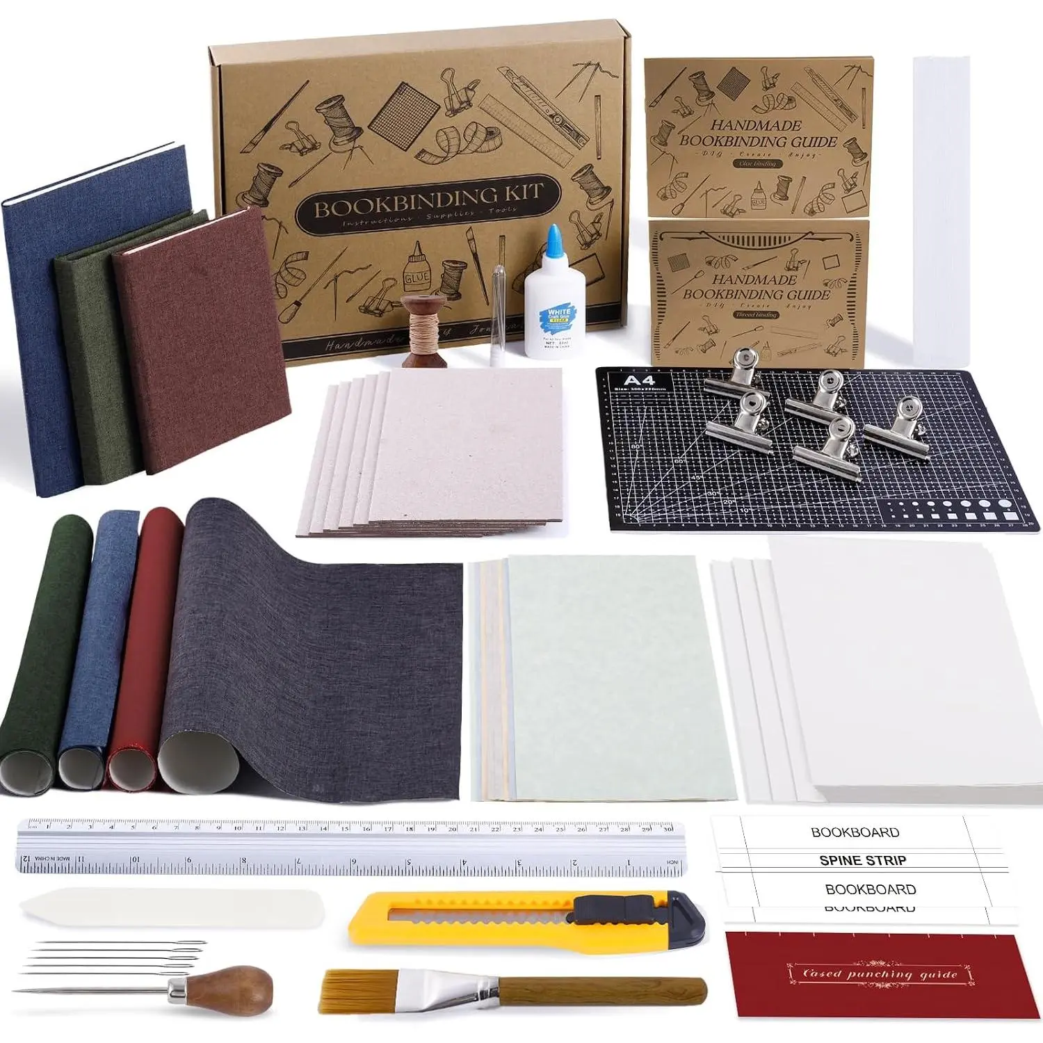 145-Count Beginner Book Binding Kit, Complete DIY Crafting Supplies with Manual, QR Video Guides, Book Making Tools & Adhesives