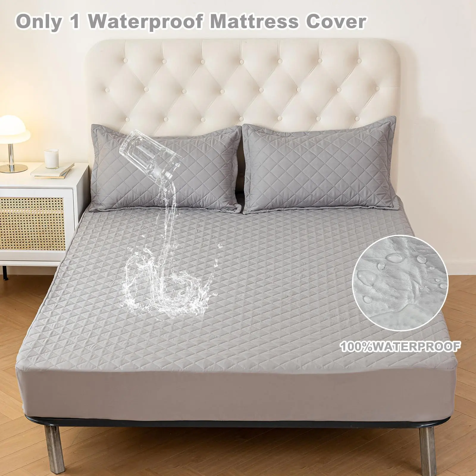 Solid Color Waterproof Mattress Cover Twin Full Queen King Size,Soft Pillowcase for Bedroom Guest Room Accessories Washable Bed Protector, Dust Covers, 137*190Cm