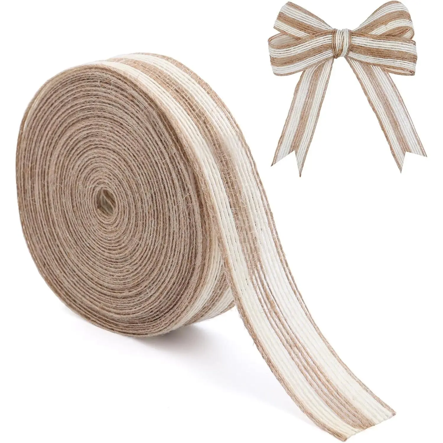Burlap Ribbon 1 inch Wide 10 Yards Rustic Jute Ribbons for Crafts, Burlap Ribbon for Wreath, Garland, Tree Outdoor, Wedding, Christmas Halloween Decoration Fabric Ribbon for Gift Wrapping