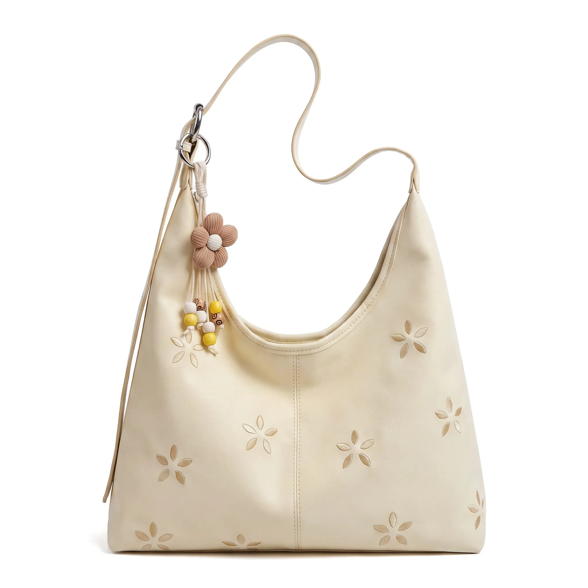 Retro Embroidery Shoulder Bag For Daily Commute Soft PU Tote Stylish And Spacious Underarm Bag Trendy 2026 Summer Essential