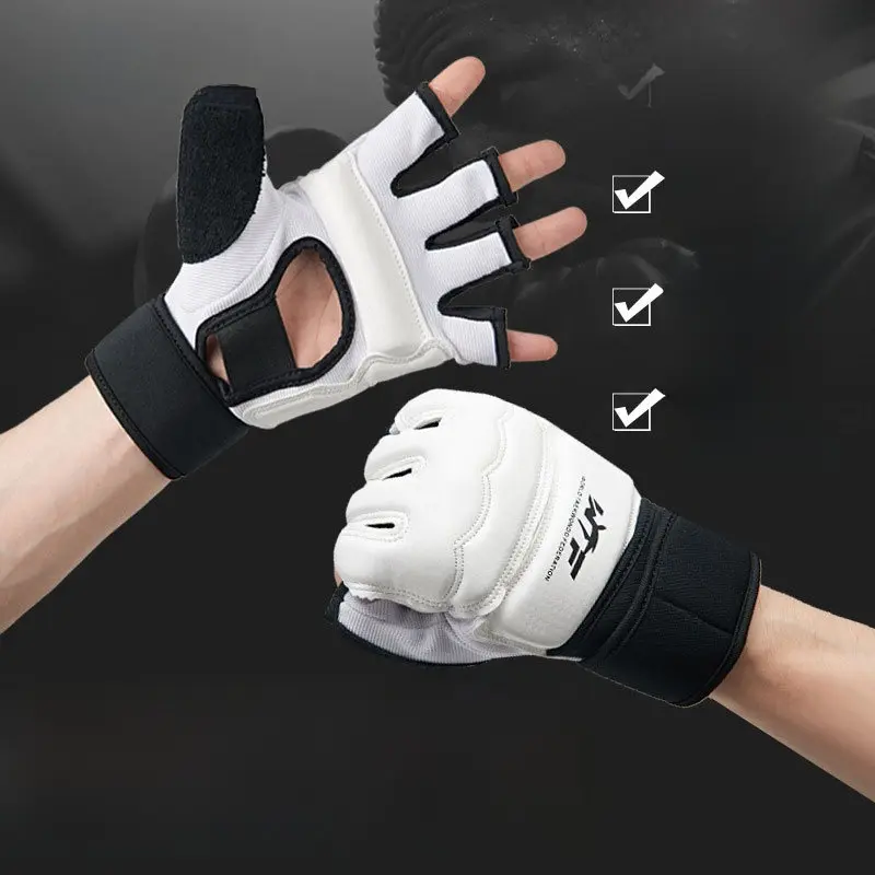 Unisex PU Leather Hand & Foot Protector Set - Half-Finger Gloves, Foot Pads for Karate, Taekwondo (Adults, Kids)