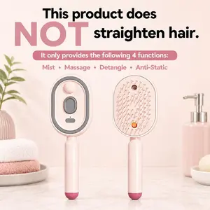 Electric Spray Air Cushion Massage Comb with Self-Cleaning, Anti-Tangle, Anti-Static, Volumizing Functions and Essential Oil Mist Aromatherapy Hair Care