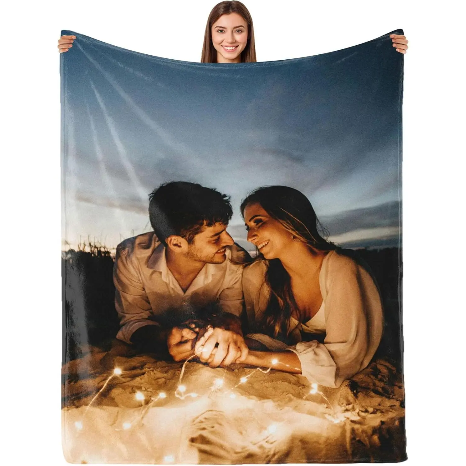 Custom Blanket with Photos Text,Personalized for Girlfriend Boyfriend