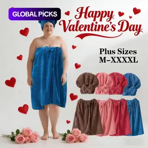 Bath Skirt and Shower Cap Set, 2-Count Adjustable Bath Skirt and Hair Drying Cap, Bathroom Towel Hair Turban Towel, Essential Bath Accessories for Home and Travel