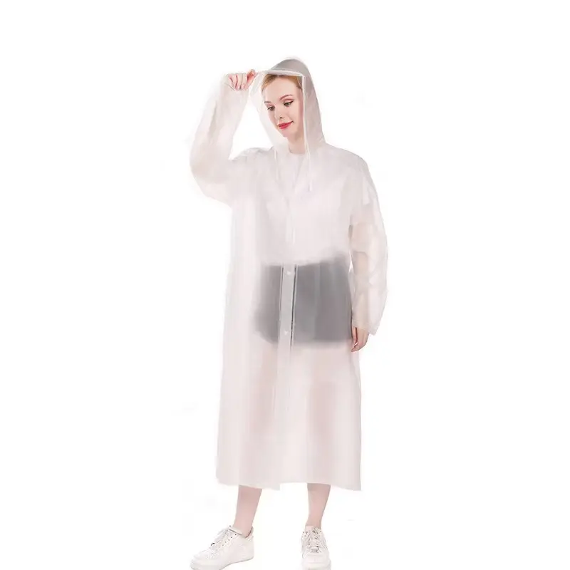 1pc of Pink Thickened Adult Rain Jacket, Windproof And EVA Thickened Full Body All-In-One Raincoat, Travel, Outdoor Cycling, Portable Raincoat, Banded Mouth, Hiking, Portable Adult Women'S Raincoat