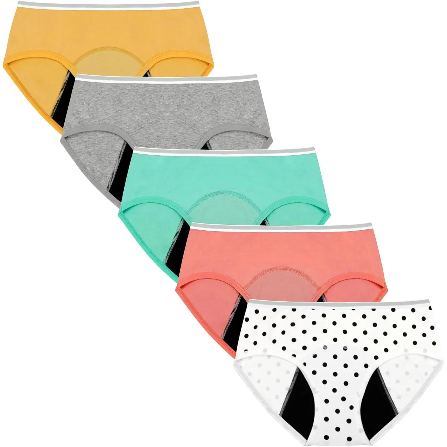 Women's Print Period Briefs - Youth Sizes, Short Length, Heavy Flow, High Absorbency, Leakproof First Period Starter Underwear for Teen Girls
