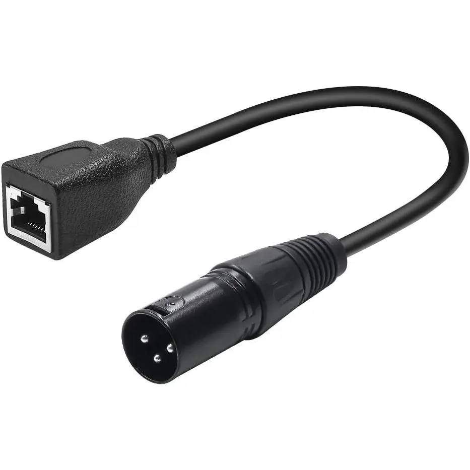 3 Pin XLR to RJ45 Adapter DMX ,XLR Male to RJ45 Network Connector Extension  Use Cat5 Ethernet for DMX-CON Controller Series(30cm/1ft)
