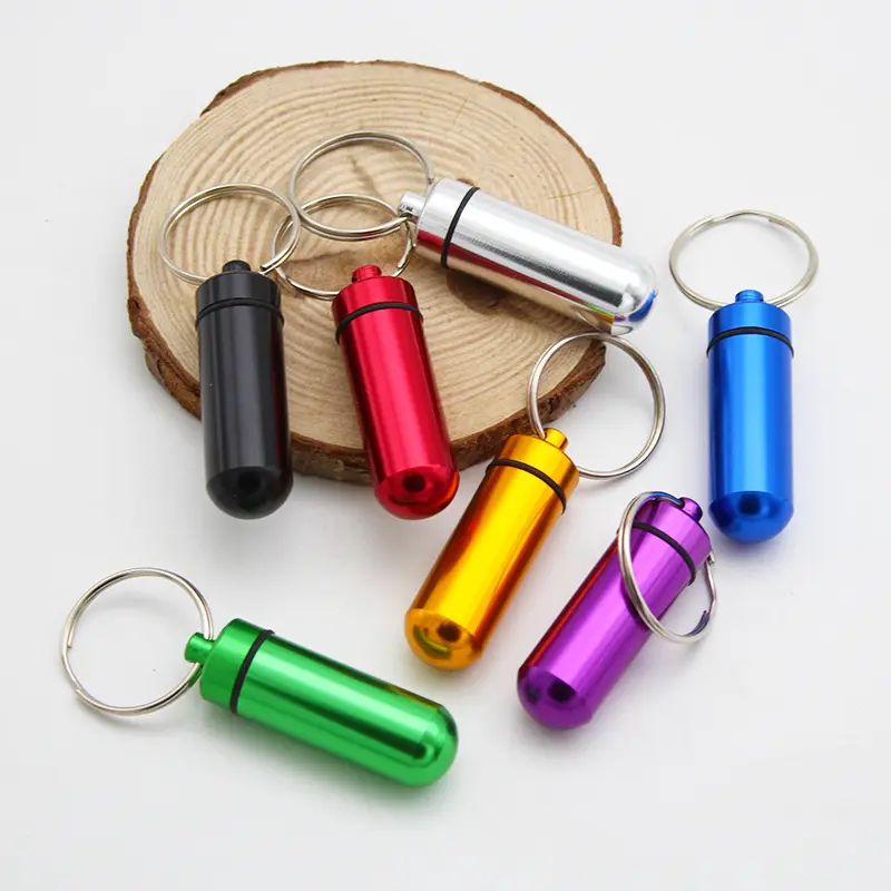 Miniature Aluminum Pill Cases, 6 Pcs Waterproof Keychain Pill Organizer, Portable Medicine Holder for Travel