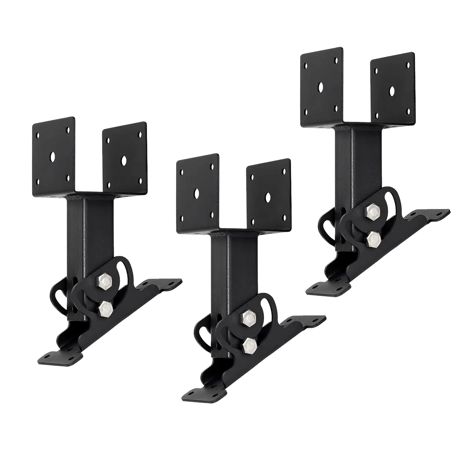 3Pcs Roof Riser Brackets Kit Pergola Roof Riser Beam Bracket, Heavy Duty Roof Mount Brackets 3-1/2" Saddle Black for Wood Post Gazebo Pergola