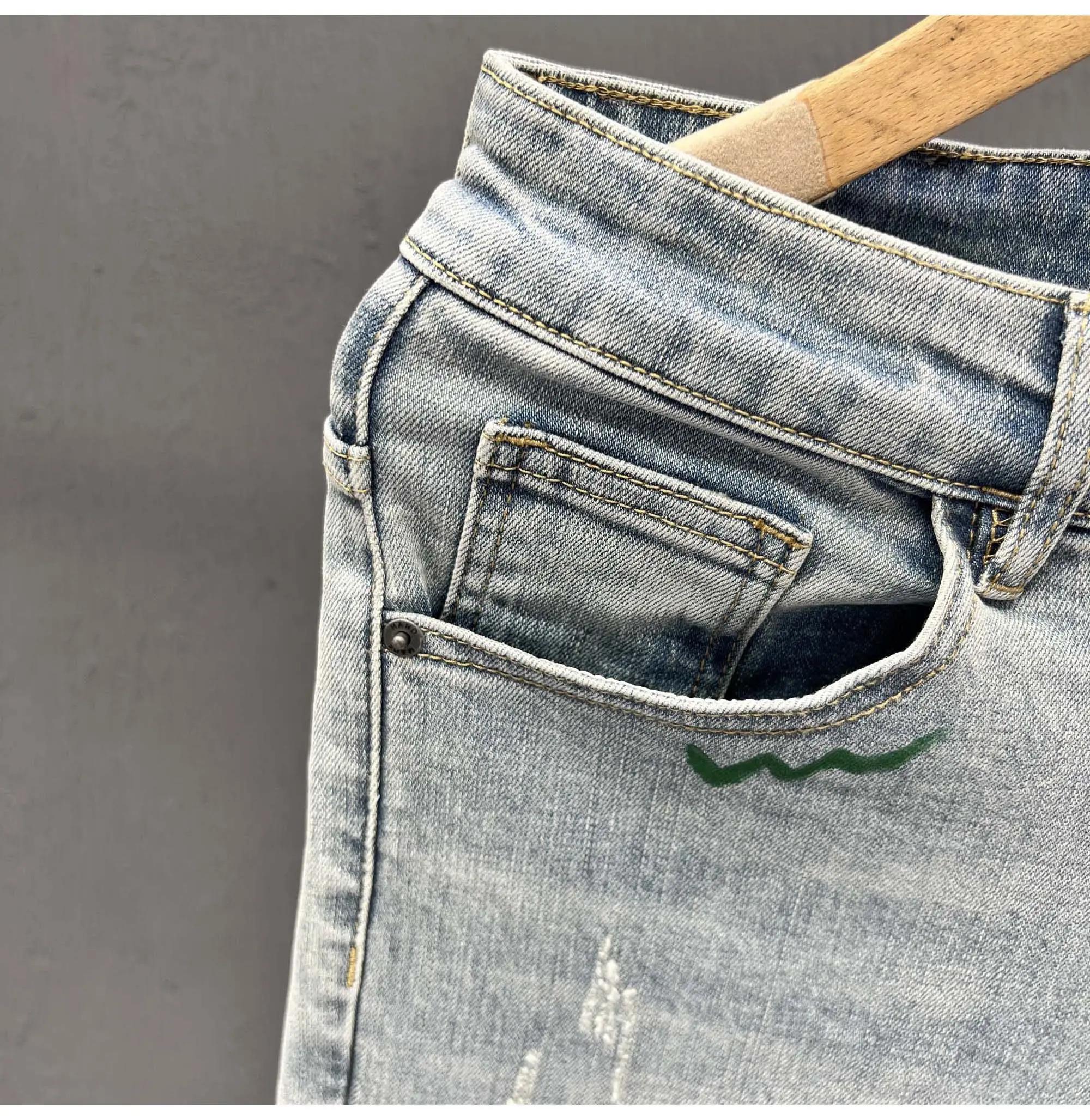 Slim Fit Men's Jeans Winter Faion Korean Sle Small Footed Pants Waed Elastic Long Trousers Haome Youth Casual Wear