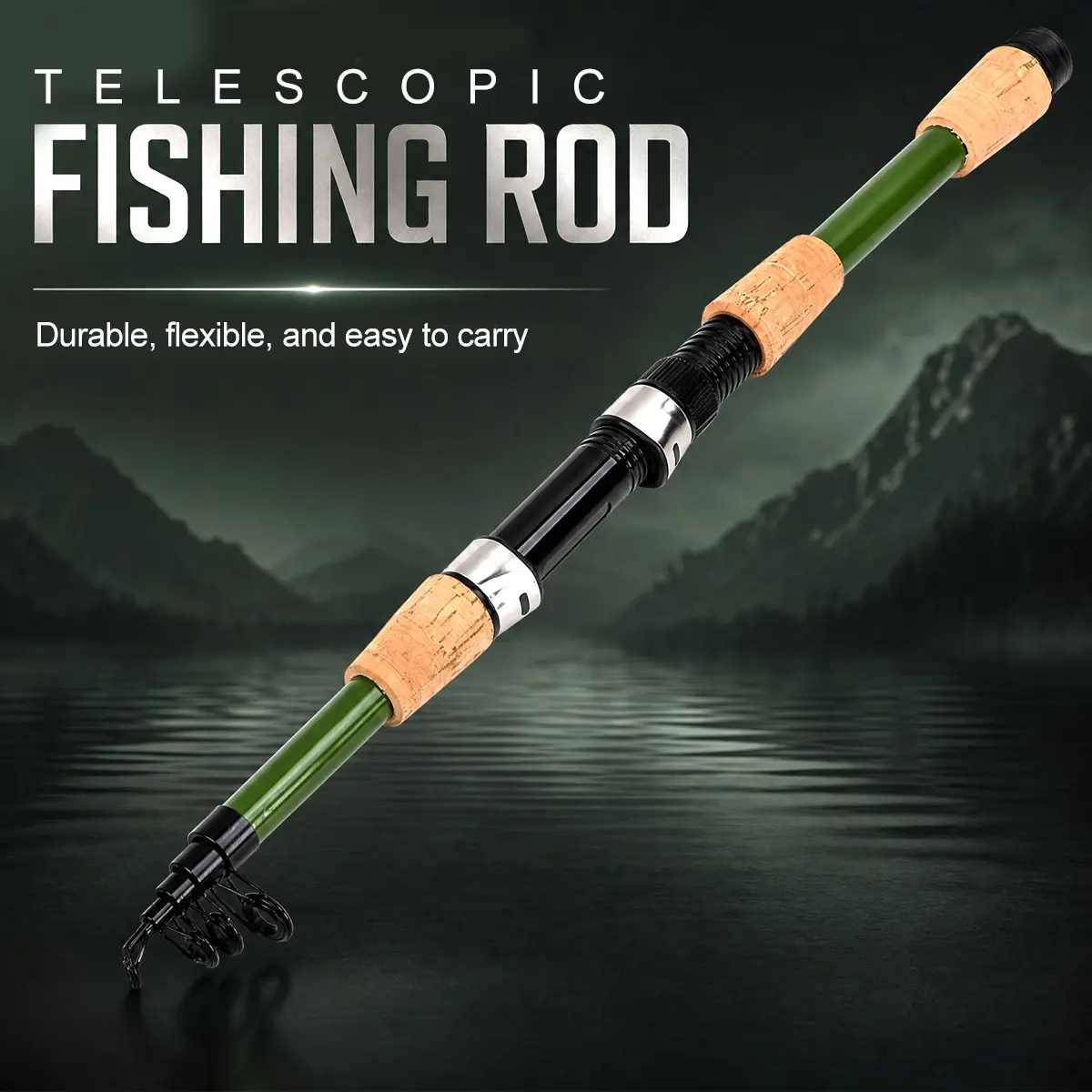 Portable Telescopic Fishing Rod, Olive Glass Fiber Material, Comfortable Eva Handle, Ideal for Beginners, Outdoor River Lake Fishing, Fishing Equipment
