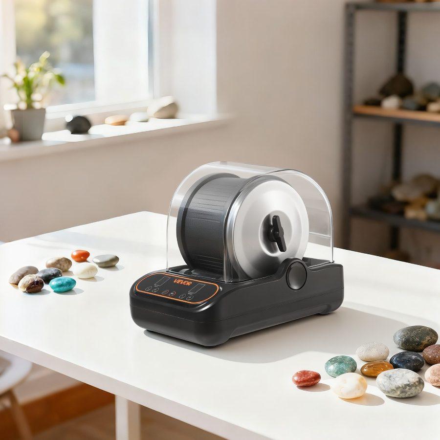 VEVOR Rock Tumbler, 3 lb Rock Polishing Machine, Rocks Tumbling Kit with 4-Speed Adjustment, 1-9 Day Timer, PC Sound Reduction Cover TPU Drum, Direct Drive Motor Rocks Polishing, Quiet Operation