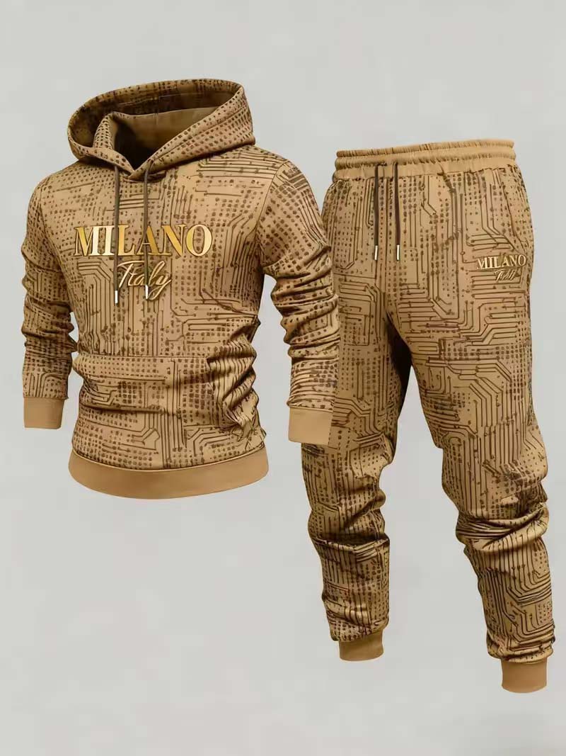 European and American fashionable men's two-piece set with letter printing hoodie, stylish and cool, suitable for daily outdoor casual wear, also can be worn in nightclubs, the fabric is comfortable and soft, easy to care for, machine washable