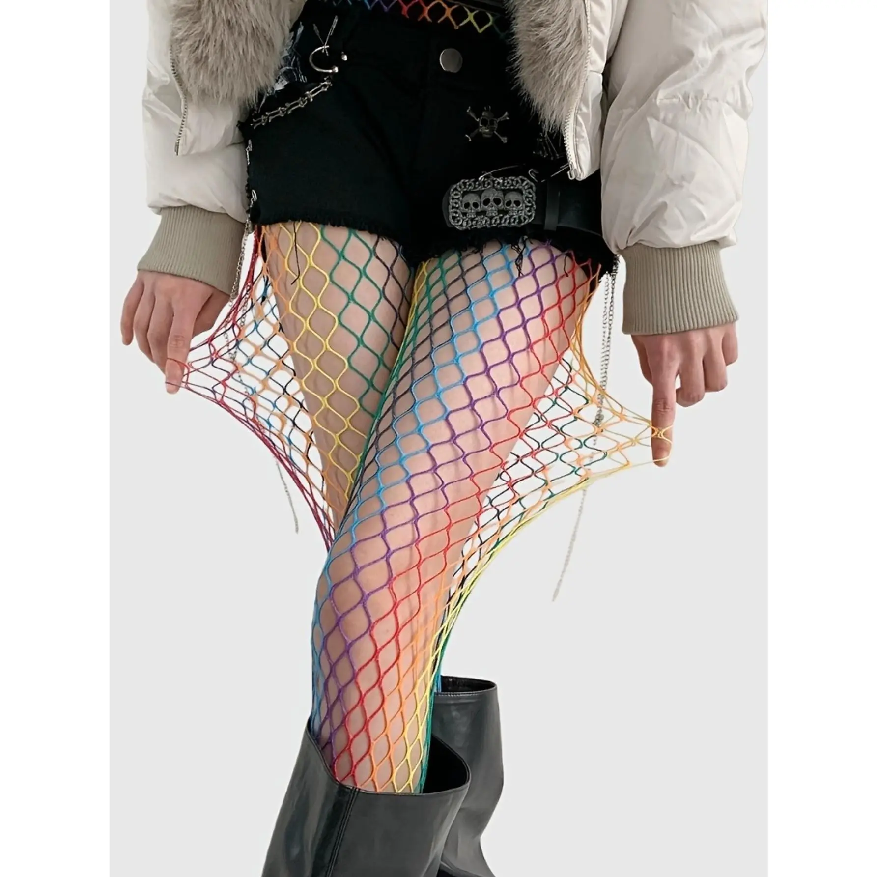 Rainbow Fishnet Tights Fishnet Stockings Fishnet Leggings Colored Fishnet Stockings Plus Size Underwear Accessories halloween costume party