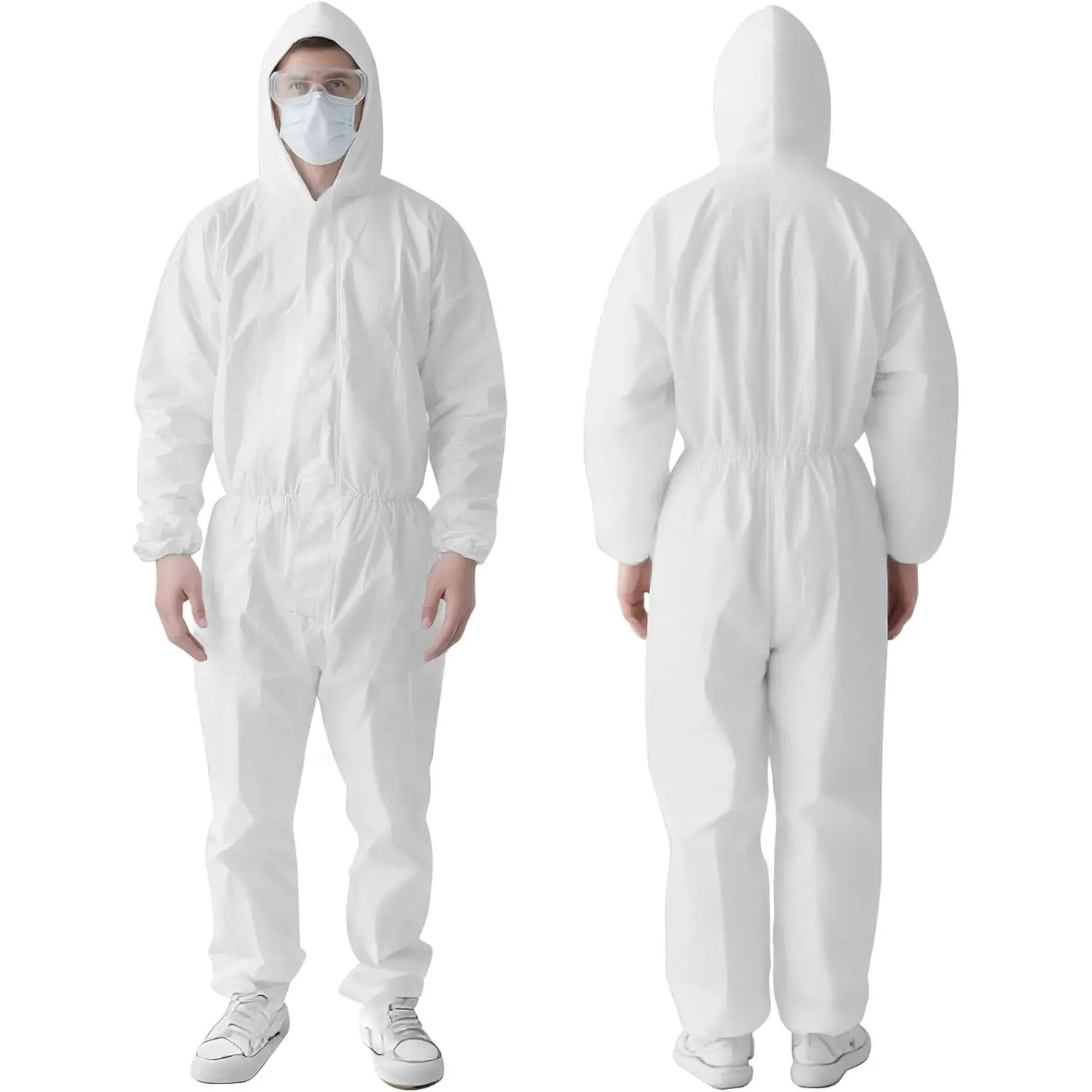 10 Pack Disposable Hazmat Suits Protective Coveralls with Hood Full Body Painters Suit for Men&Women