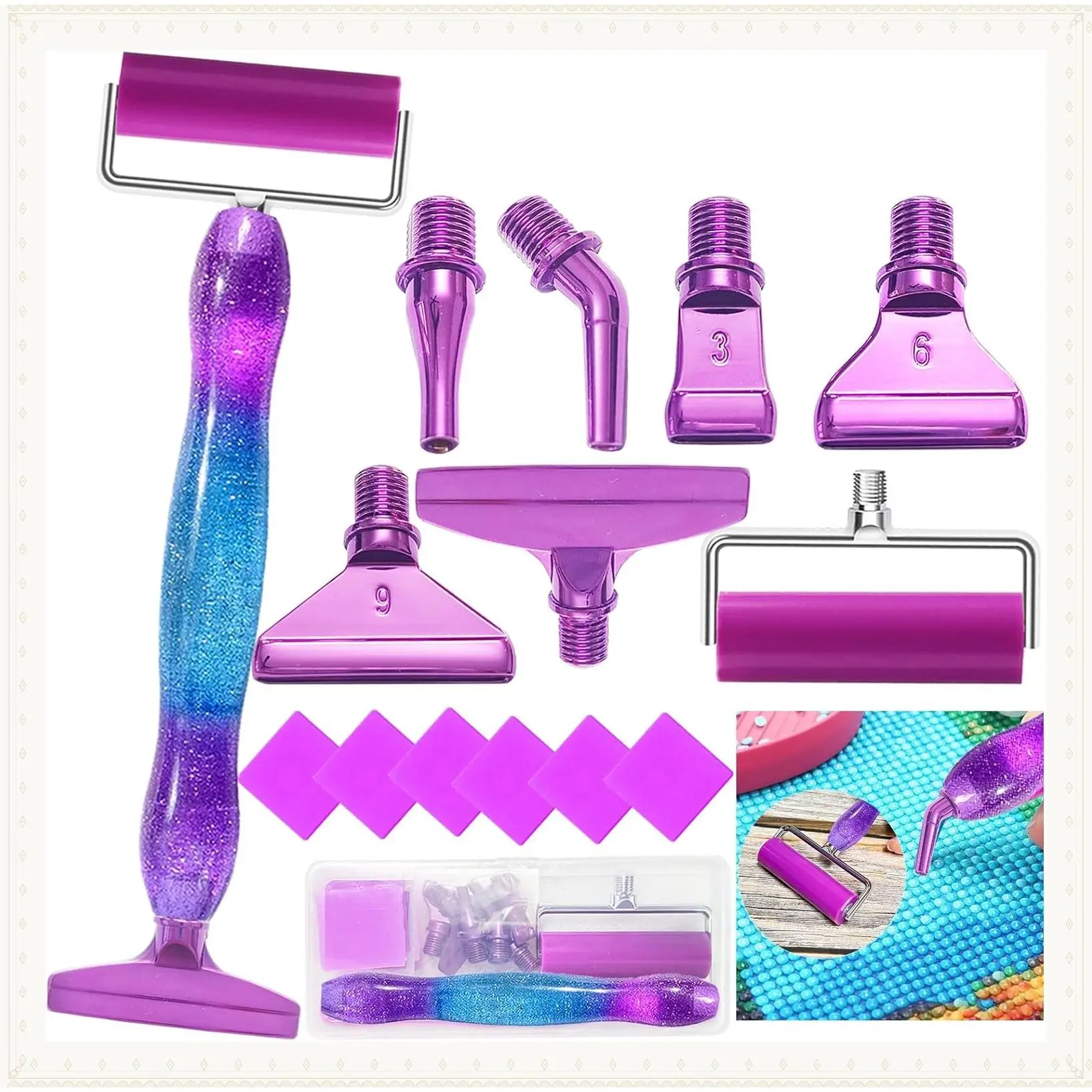 Diamond Painting Pens Tools Kit with Screw Metal Tip Roller and Bead Dot Drill Pens for Diamond Art CraftsGift