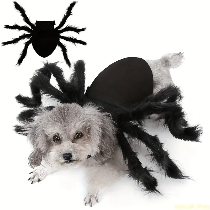 Pet Spider 1-Piece Uniform - Spooky Theme Halloween Party Wear for Small/Medium Cats & Dogs, Fun Dress-Up Outfit, One-Piece, Fun Look