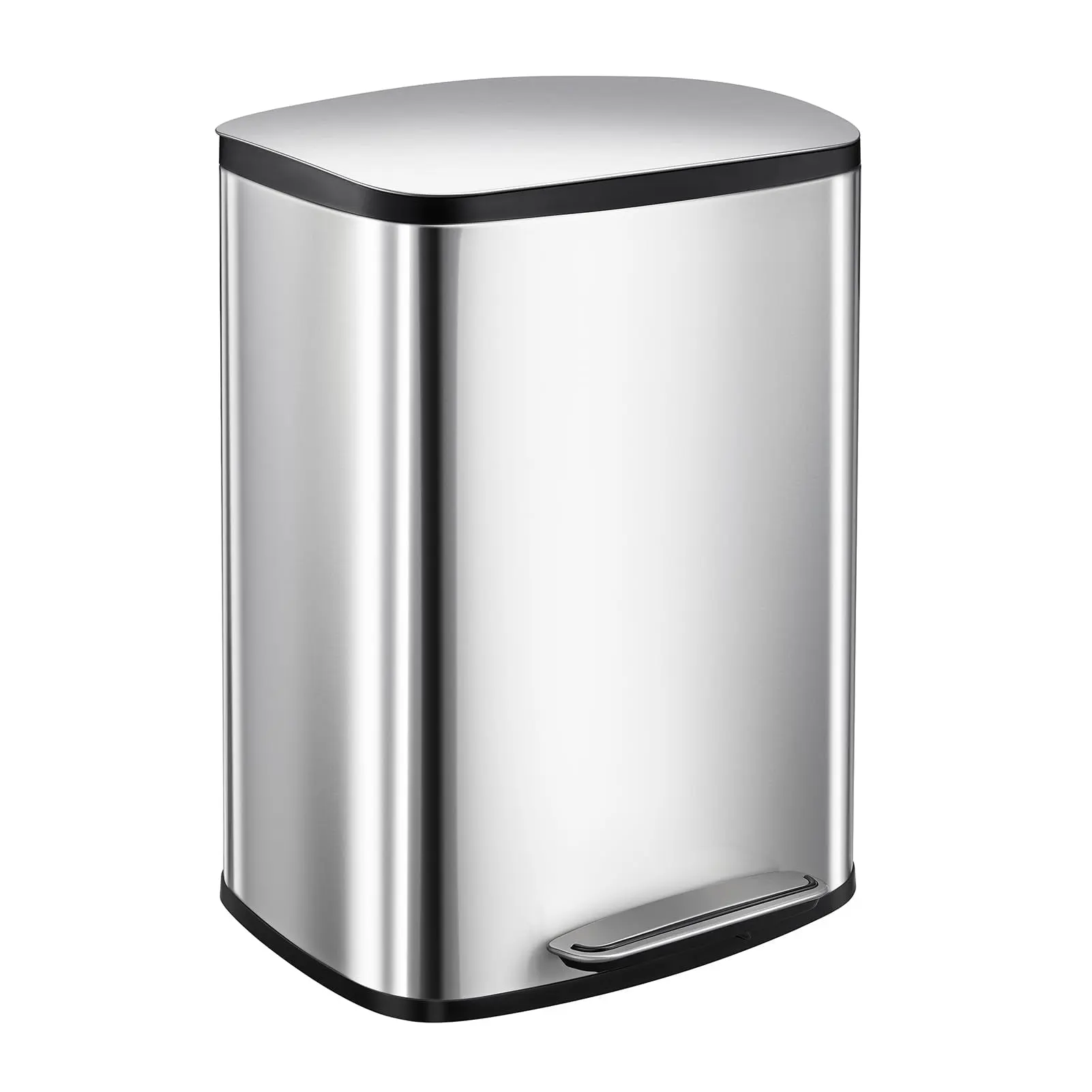 GARVEE13-Gallon Stainless Steel Kitchen Trash Can, 50L Heavy Duty Pedal Waste Bin with Brushed Finish for Hands-Free Use in Bathroom, Bedroom, Home, and Office