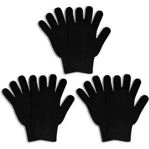 3 Pairs Winter Magic Gloves Adults Warm Stretchy Unisex Black Men Women Teens Magic Knit Gloves- One Size Fits MostGift.