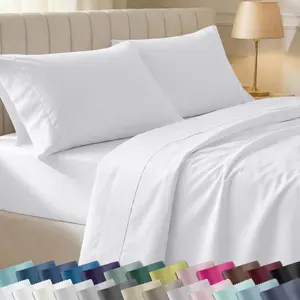 Soft 100% Cotton Queen Sheet Set, 400 Thread Count Good Housekeeping Award Winner, Silky Smooth Sateen Weave with Deep Pockets, Breathable and Durable Cotton Bedding Set - White