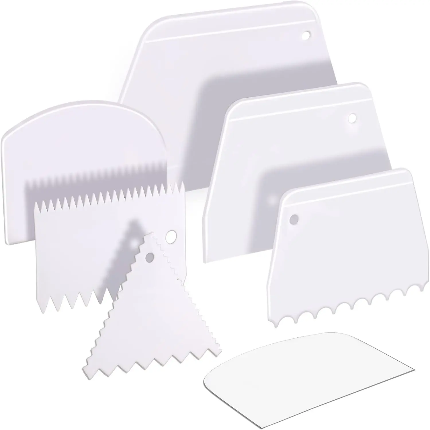 Cake Scraper Cake Smoother, 7 Pcs Dough Scraper Bowl Scraper Cake Cutter Cake Spatula Bench Scraper Kitchen Plastic Scraper Tool Cake Decorating Kit