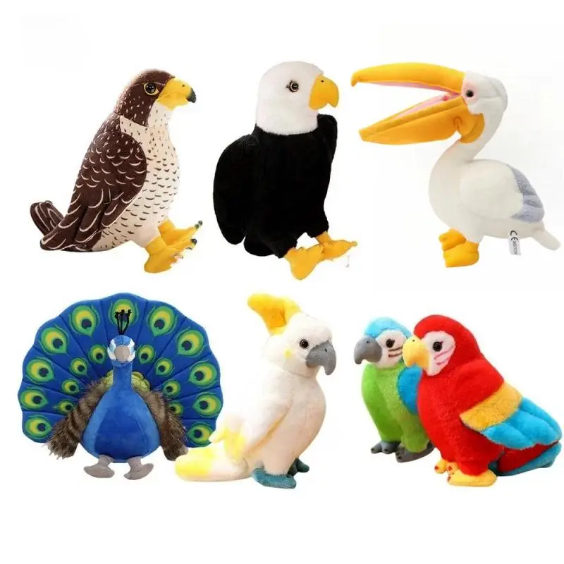 Simulation Stuffed Bird Plushies - Cute Parrots, Toucan, 28cm Toucan, Eagle, Blue Crowned Peafowl, Pigeon Designs - Educational Stress Relief Gift (Toys & Hobbies Classic & Novelty Stress Relief Toys)