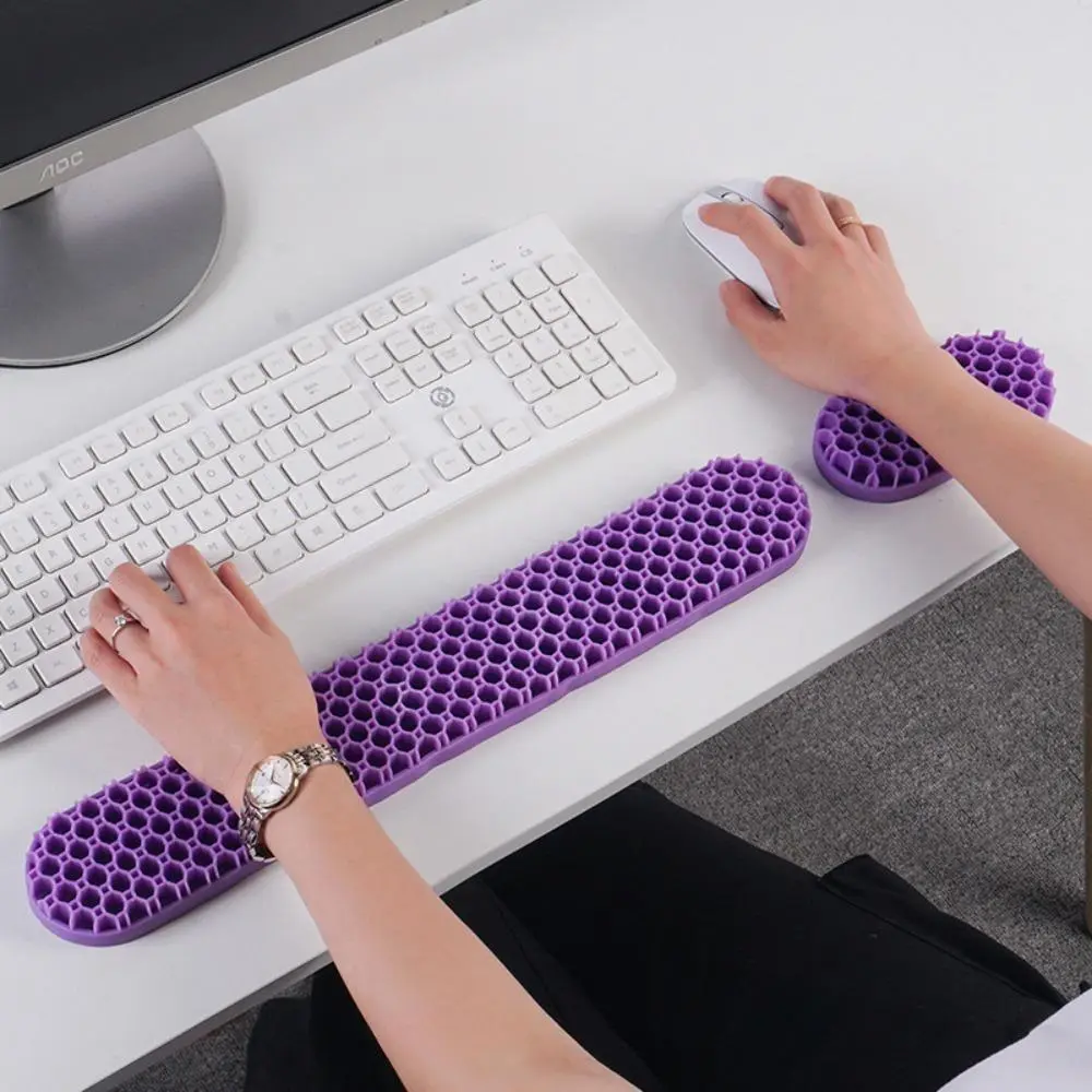 Mouse Pads for Desk Comboset, 2-Piece Ergonomic Keyboard and Computer Mouse Pad with Honeycomb Gel Cushion for Relief & Support, Office Desk Accessories, Desktop Accessory, Soft Gel