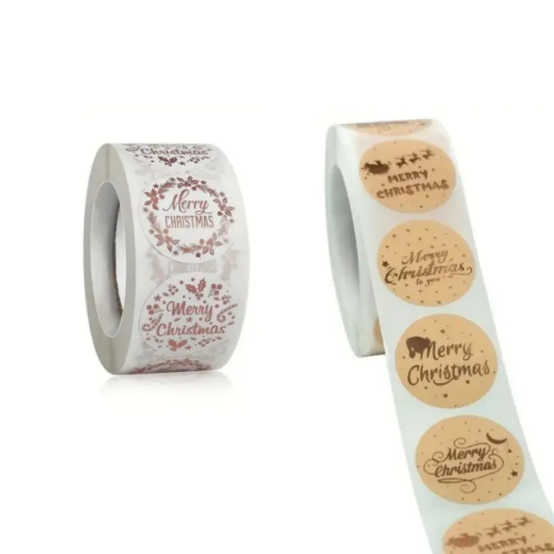 1000 Christmas Happy Stickers, Self-Adhesive Round Labels for Gift Wrapping and Holiday Decor, Perfect for Festive Season