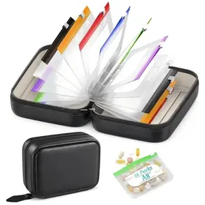 Waterproof Medication Bag Set, Large Capacity Weekly Pill Organizer, 14 Color-Coded Bags, Reusable Travel Medicine Box, Zipper Pouch