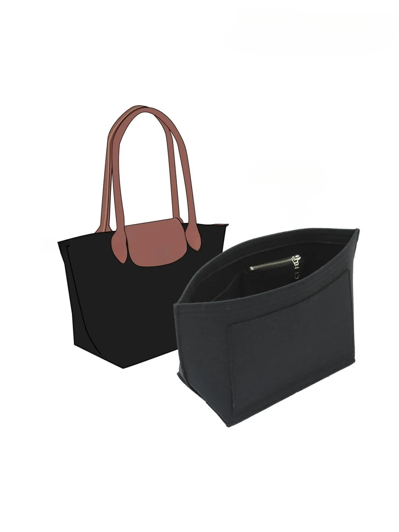 2026 Fall & Winter Solid Color Bag Organizer Insert, Multi-pocket Felt Handbag Organizer, Bag Organizer Insert, Bag Accessories for Women, Felt inner bag for Tote Bag and More, Purse Storage Organizer, Gifts for Elegant ladies