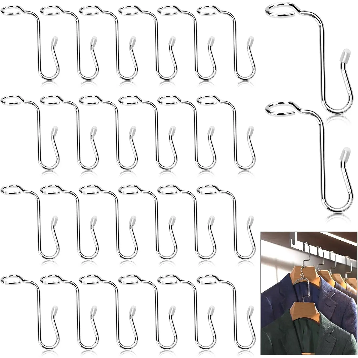 50 count Hanger Connector Hooks Metal Hanger Extender Hooks  Clothes Connector for Different Clothes Hangers, 8.7 mm/0.34 Inch Hole Diameter,
