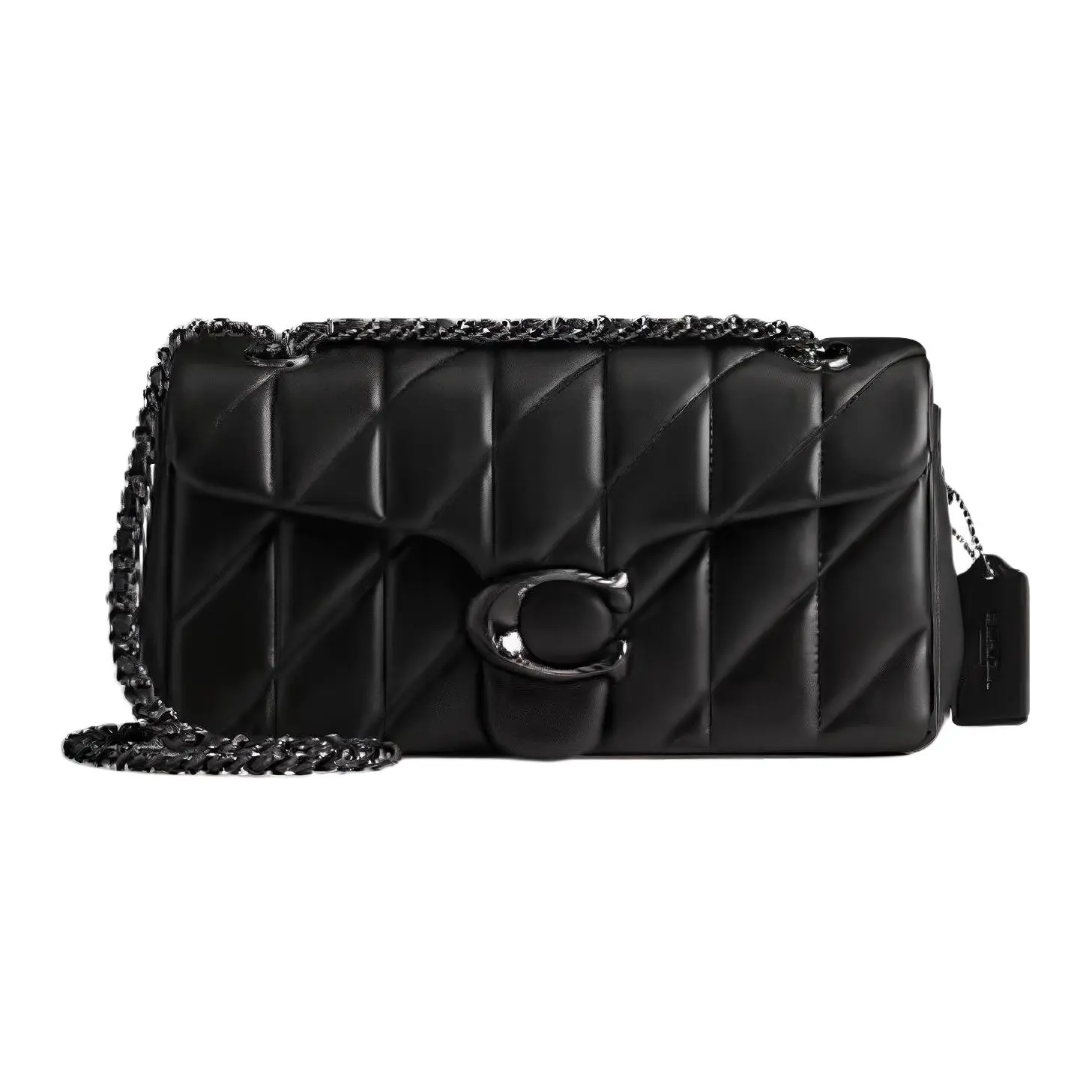 Coach Tabby 26 Crossbody Shoulder Bag for Women, Lock Closure Chain Detail, Lambskin Leather, Medium Size, Black