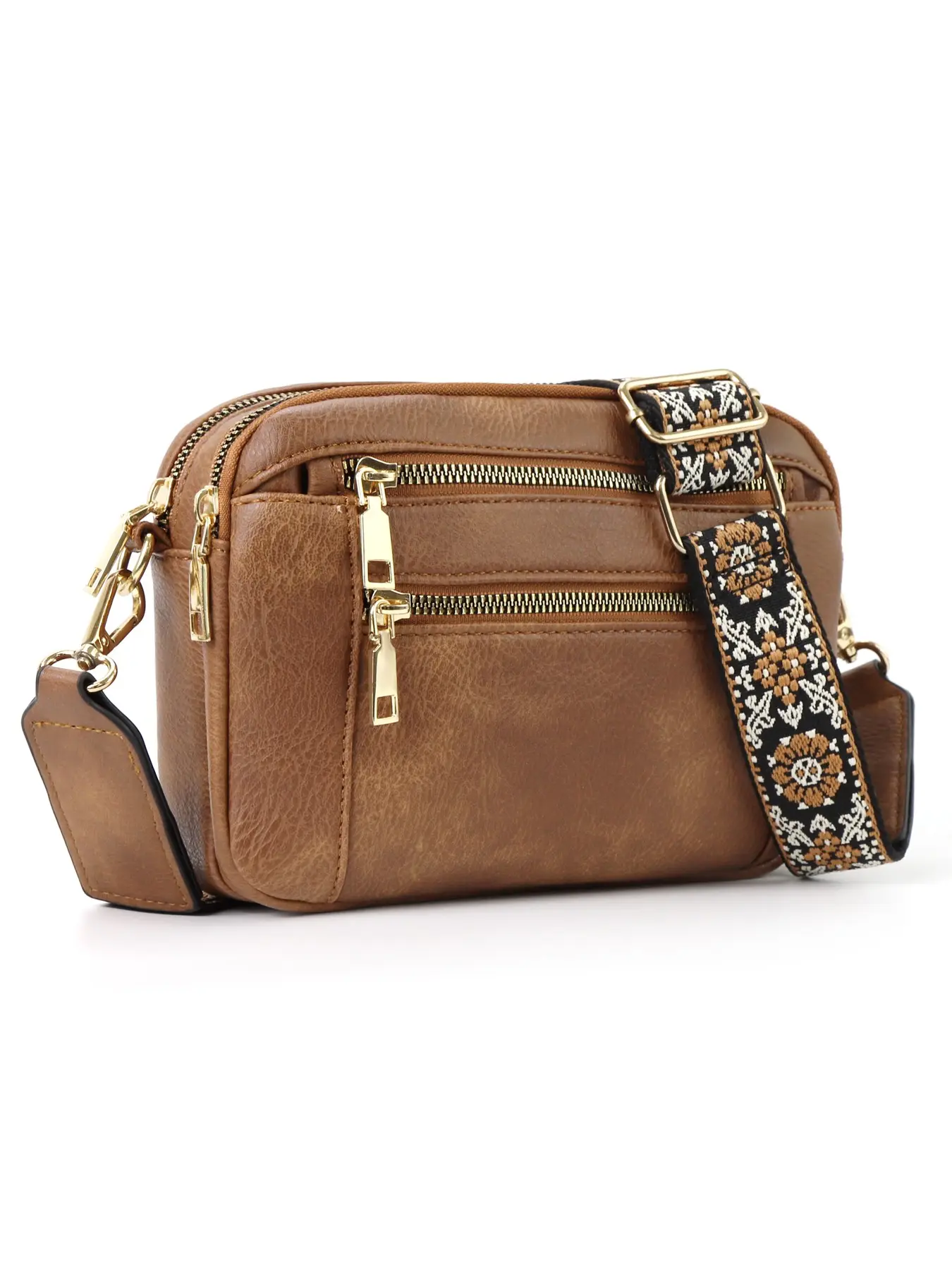Bohemian Crossbody Purse for Women, Adjustable Crossbody Purses, Small Crossbody Bags PU Leather with Adjustable Shoulder Strap, Women's Shoulder Bag, Vintage Design, Lightweight & Spacious, Perfect for Daily Use