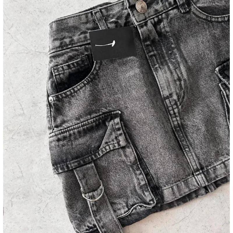 women 2 peice new fashion straps casual multiple pockets denim skirt  goth womens versatile strap streetwear  Womenswear sets Clothes Button Jeans Seamless Suits Gamis Fitted Short Sleeveless