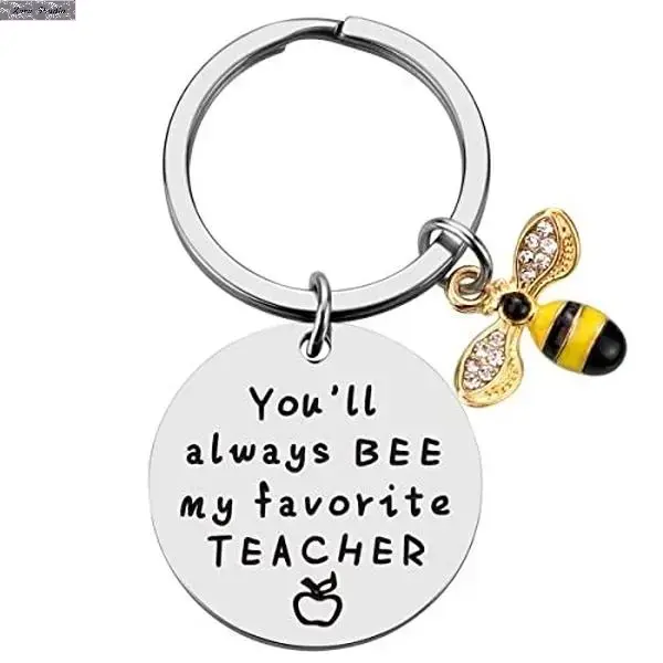 Teacher Appreciation Gifts – You'll Always BEE My Favorite Teacher Keychain, Cute & Funny Personalized Gift for Teachers, End of School Year, Back to School, Classroom, Motivational, Small Unique Teacher Gift Ideas