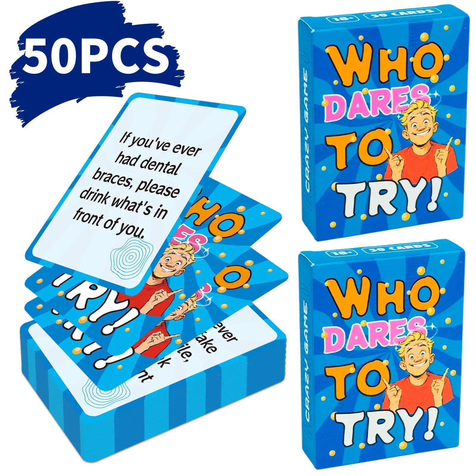 50 Sheets Who Dares to Try Fun Game Interaction Cards, Party Table Games Adult Card Deck, Interactive Drinking Game Set