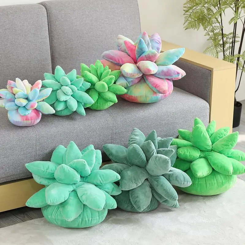25/45cm Lifelike Succulent Plants Plush Stuffed Toys Soft Doll Creative Potted Flowers Pillow Chair Cushions Gift