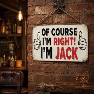 1PC 2D Flat, VBUAHNY Funny "I Am Right! I Am Jack" Thumb Up Sign - Red Highlight, Iron Hanging Decoration, Suitable for Home, Office, Porch - Jack's Funny Gift, No Electricity Needed - Home Decoration, Joke Design, Handmade Appearance, Accent Piece, Home