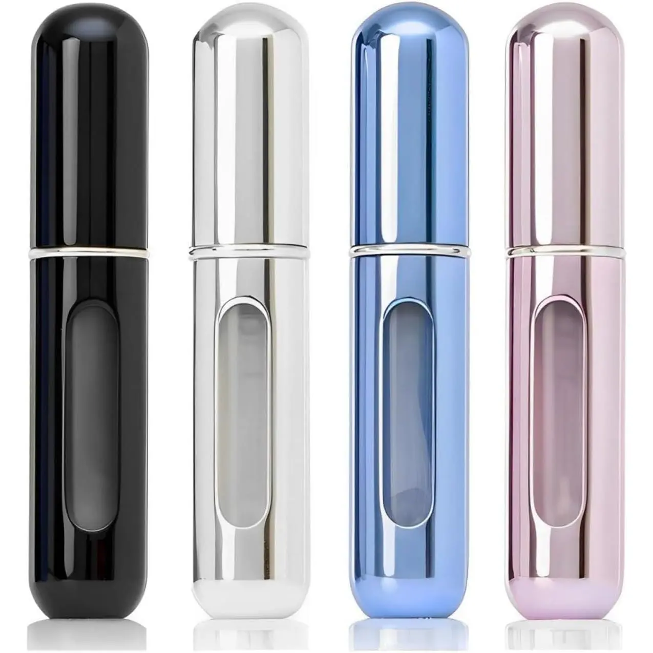 4 count Travel Refillable Perfume Atomizer Sprayers, Bottom Fill | Bottom-Fill Mini Bottles for Perfume, Cologne, Purse, Handbag, Gym, Office, Flights, and Travel Essentials.