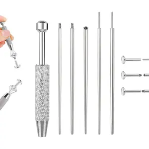 14G 16G 18G 20G Piercing Taper Piercing Ball Grabber Tool Stainless Steel Flat Back Earring Applicator Tool Threadless Insertion Pin Curved Body Piercing Kit for Ear/Nose/Navel/Lip/EyebrowGift.