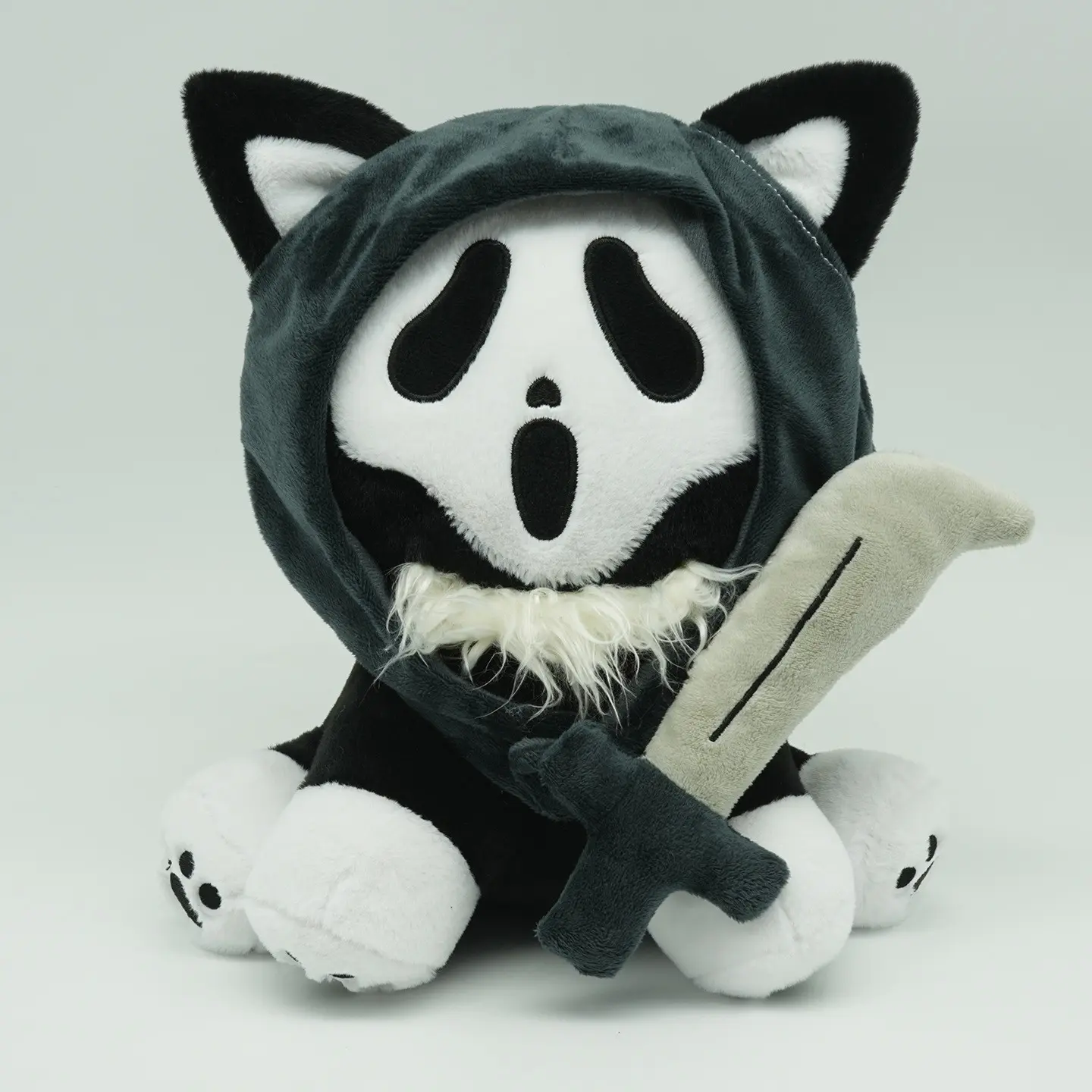 1pc Ghost Cat Plush Doll Gift, Creative Halloween Dark Cute Ornament, Window Display Decor, Unique Horror Theme Decoration