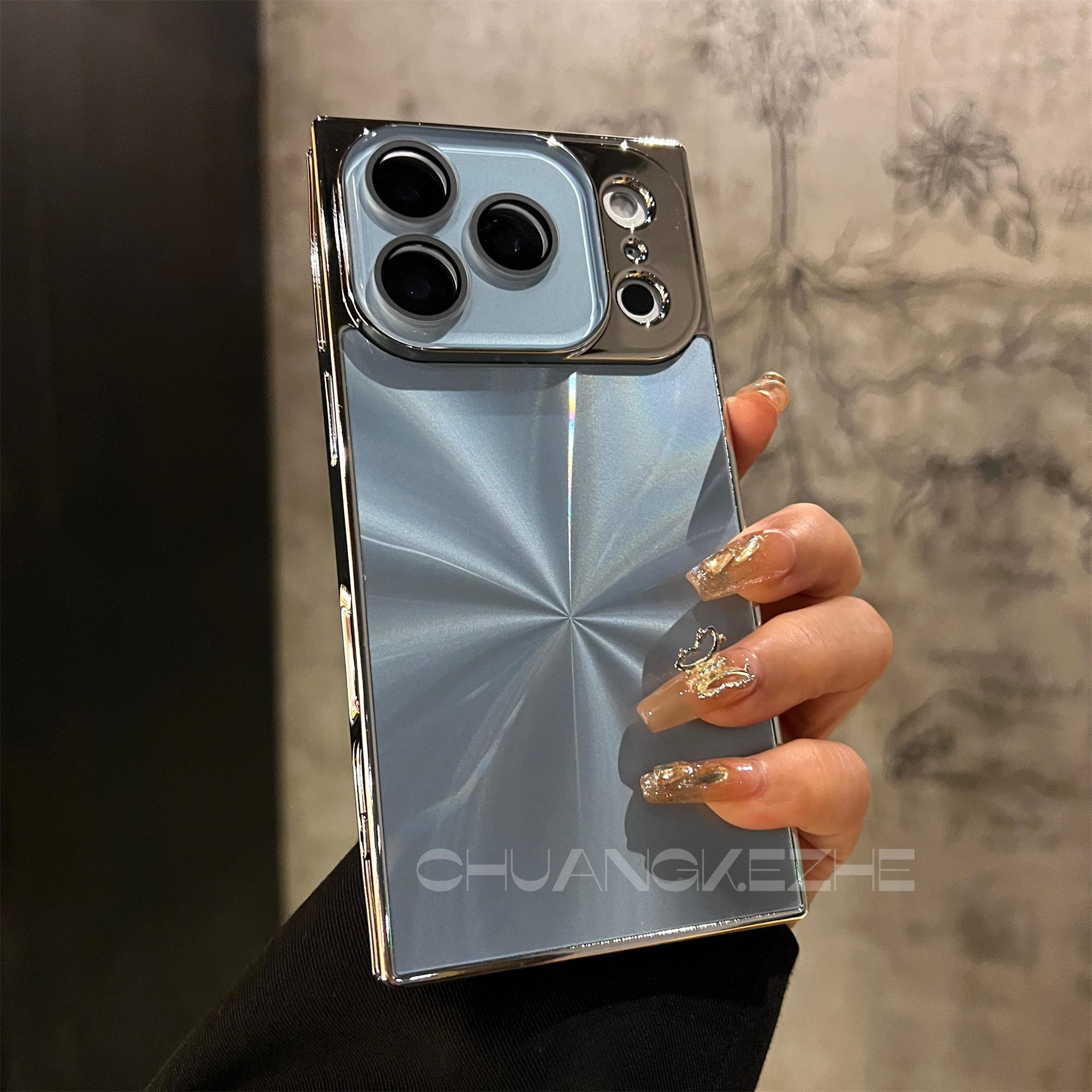 High-quality Square Aurora Electroplated Frame Case for iPhone 17 Pro Max 16 15 14 13 with HD Lens Protector & Crystal-Clear Camera Protection Casing Cellphone Protective  Smartphone Cover