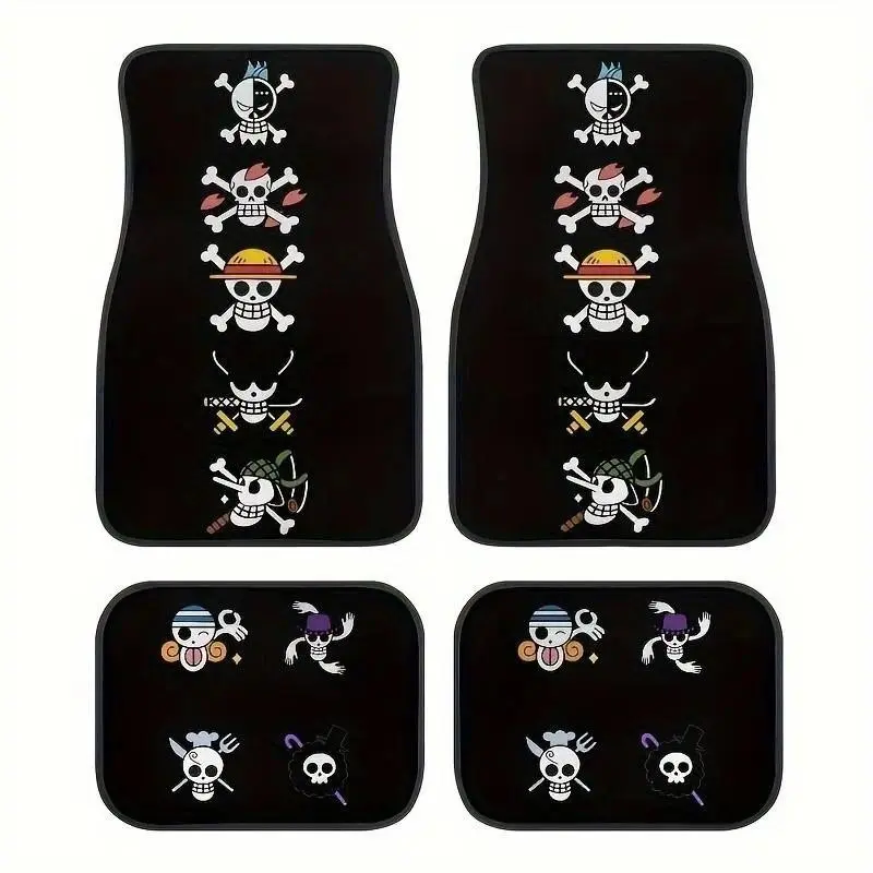 4pcs Universal Fit Car Floor Mats - Thick Skeleton Design, Extra Durability, Visual Appeal, Halloween-Themed Interior Accessory for Tesla Model Y, Car anti-slip mat