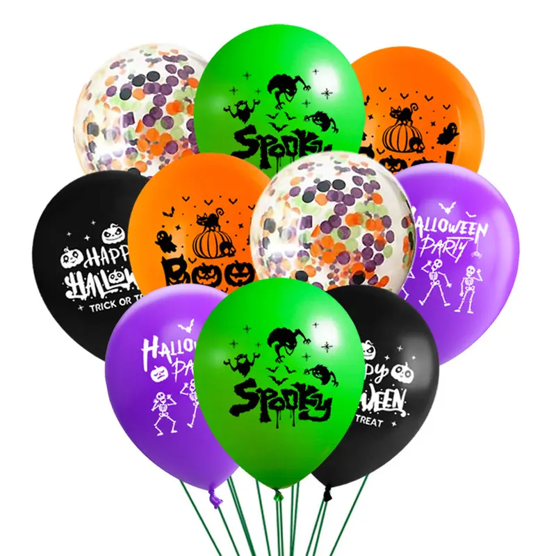 30/40PCS 12'' Black Purple Halloween Latex Balloons Witch Ghost Pumpkin Printed Balloons Horror Decor for Halloween Birthday Baby Shower Costume Themed Party
