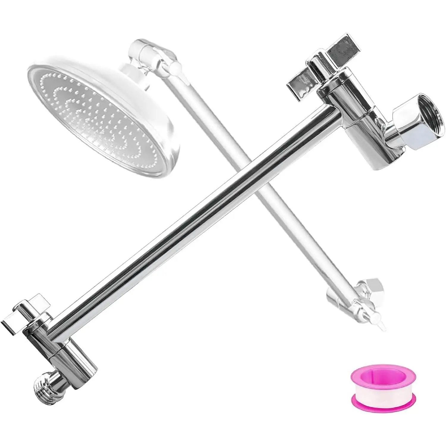 Adjustable Shower  Extension Arm 9 Inch,Shower Arm Extension with Angle & Height Adjustment, Metal Shower  Extender G1/2  Connector, Chrome Finish