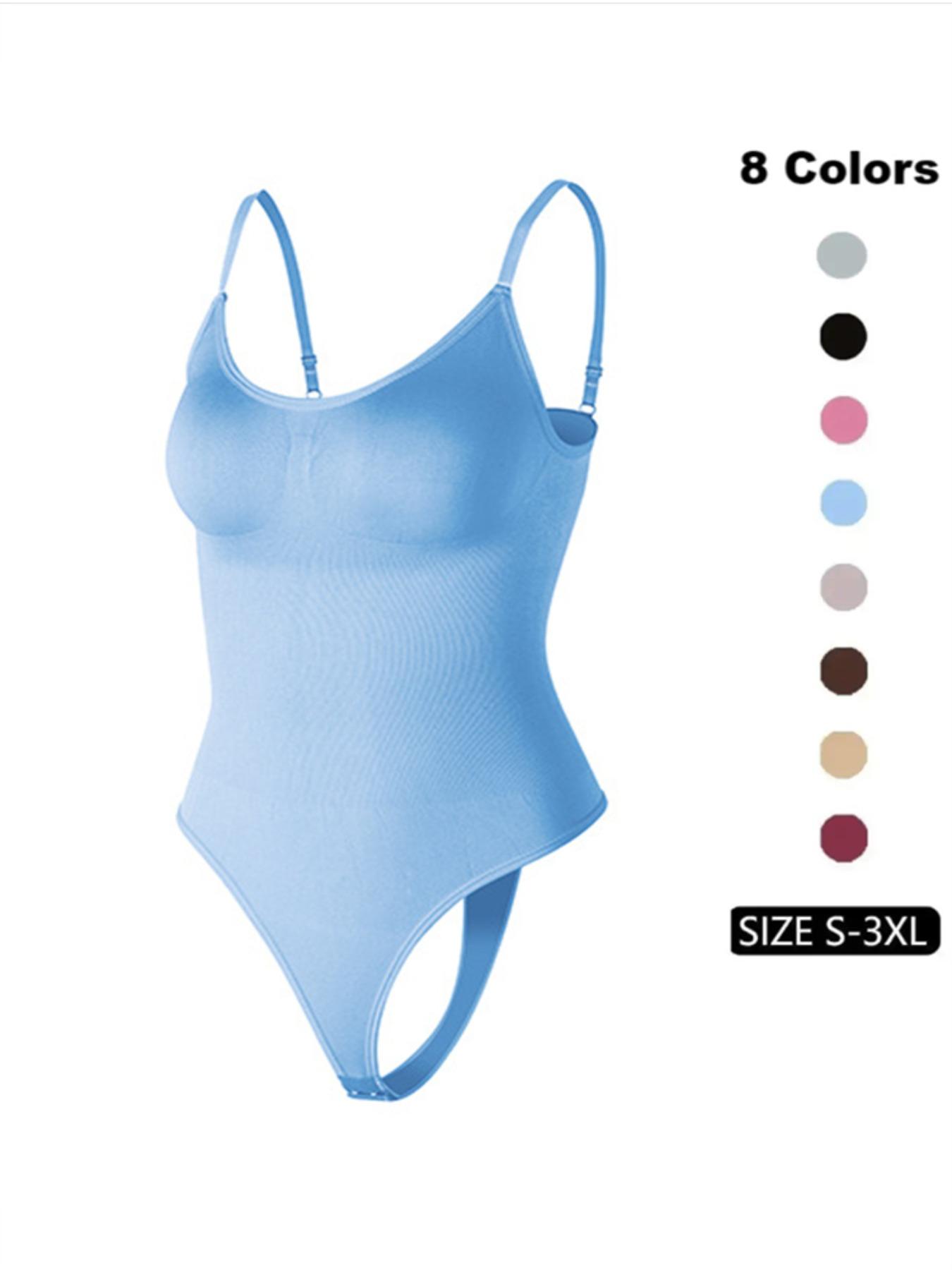 Women's Solid Spaghetti Strap Adjustable Strap Backless Underwear Shapewear Bodysuit, Casual Comfy Seamless Tummy Control Butt Lifting Bodysuit for Daily Wear, Ladies Shapewear for All Seasons